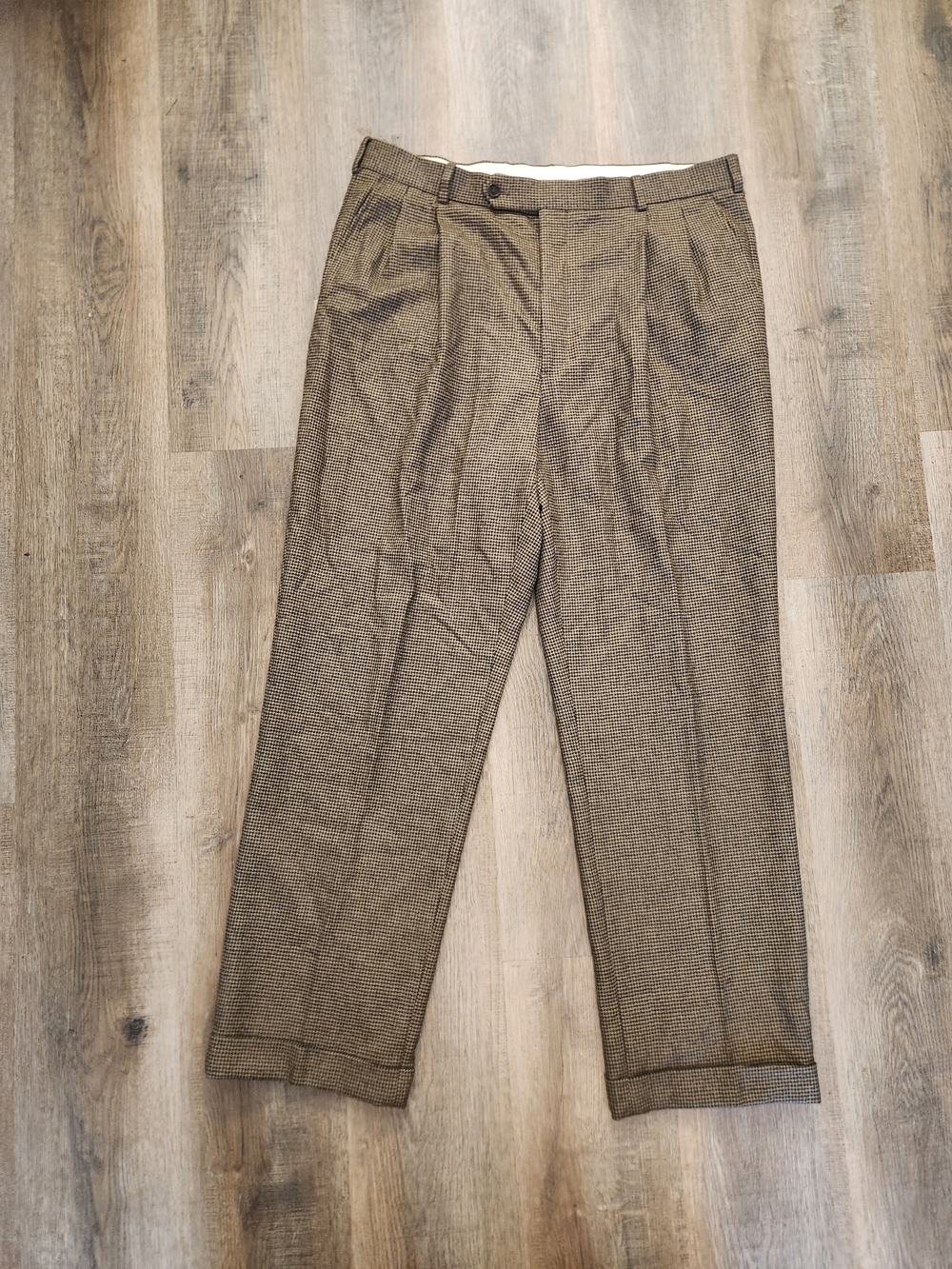 Brooks Brothers Italian Wool Houndstooth Pleated Dress Pants 38x31